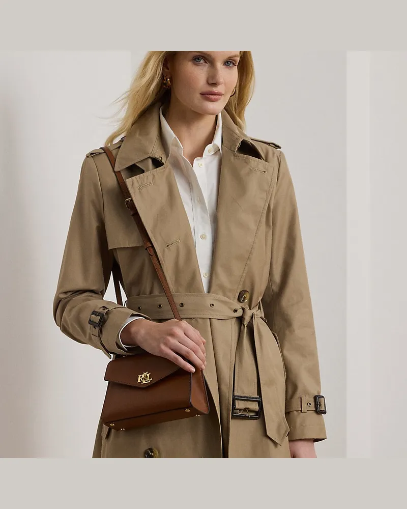 Ralph Lauren Kleine Umhängetasche Farrah aus Leder Brown
