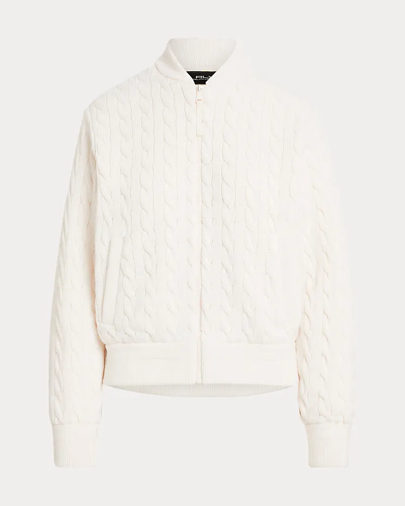 Ralph Lauren Hybrid-Bomberjacke mit Zopfmuster Cream
