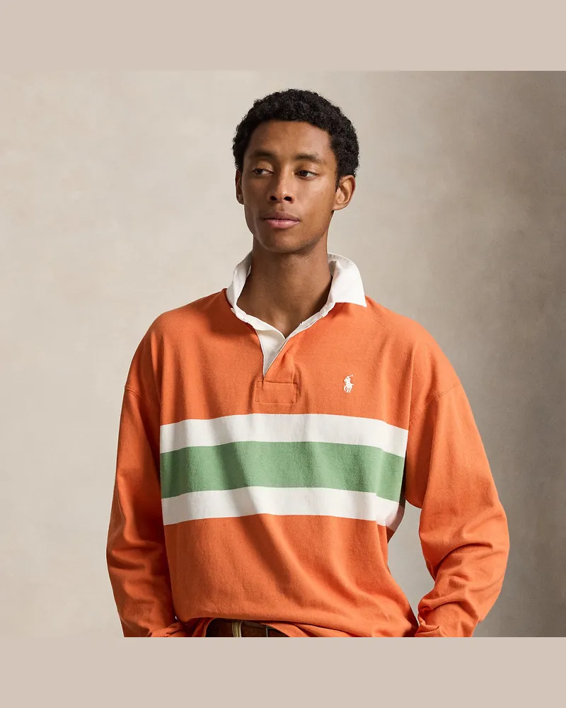 Ralph Lauren Big-Fit Jersey-Rugbyhemd mit Streifen Orange