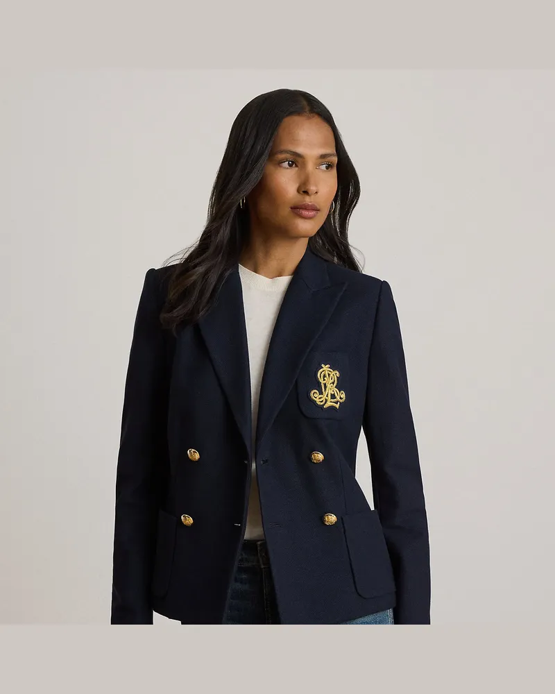 Ralph Lauren Zweireihiger Blazer aus Stretchpiqué Blue