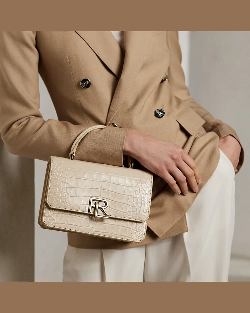 Ralph Lauren Alligatorleder-Tasche RL 888 mit Griff Cream