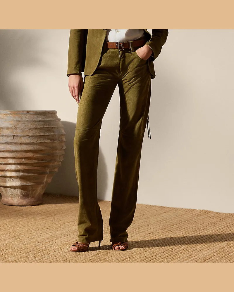 Ralph Lauren Hose Scottie aus perforiertem Wildleder Green