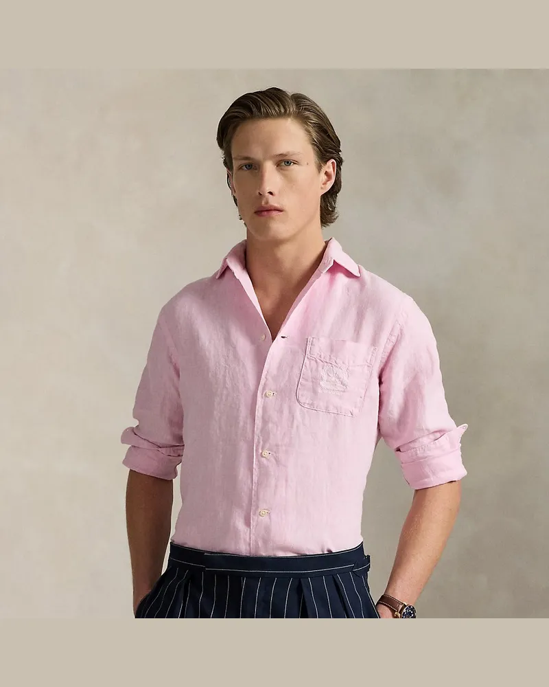 Ralph Lauren Leinenhemd Wimbledon mit Stickerei Pink