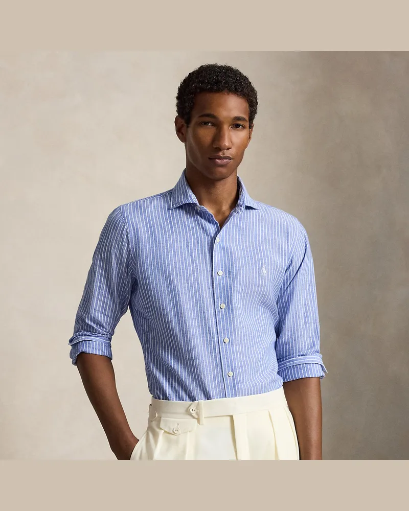 Ralph Lauren Custom-Fit Seersucker-Hemd mit Streifen Blue
