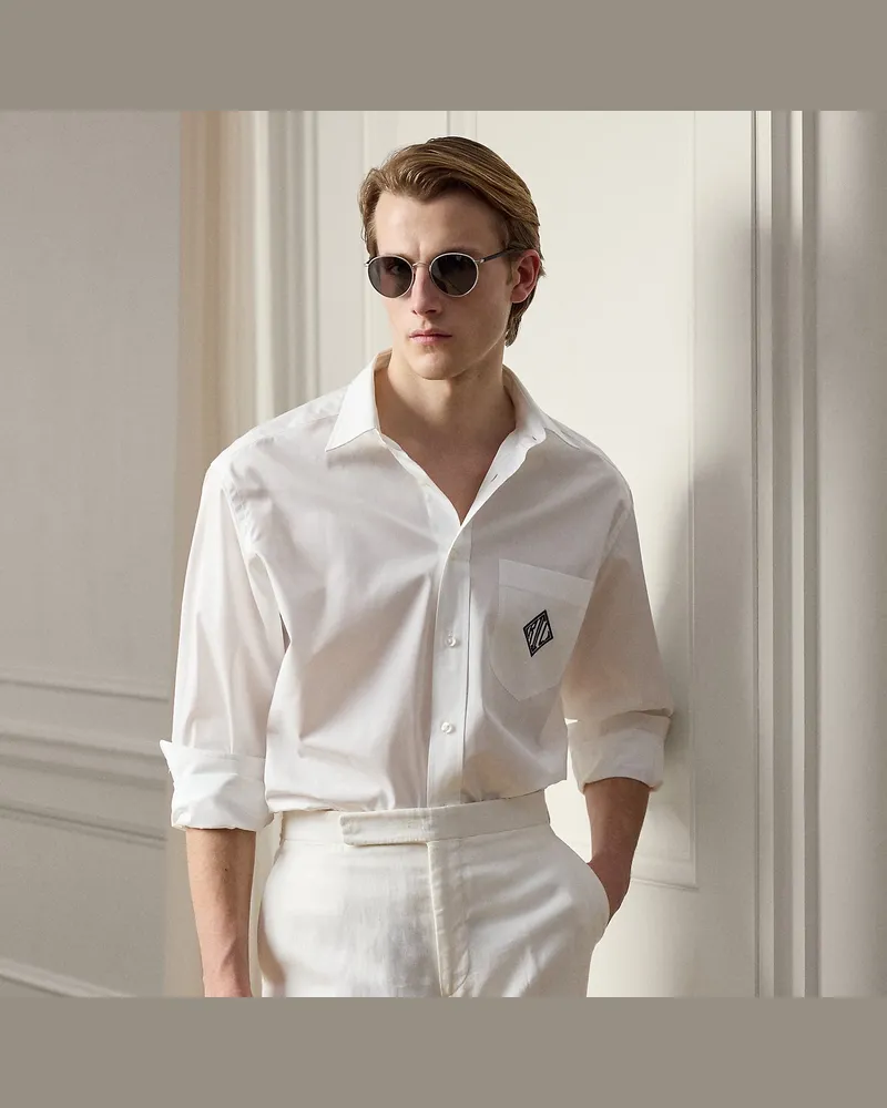 Ralph Lauren Relaxed-Fit Popelinehemd mit Monogramm White