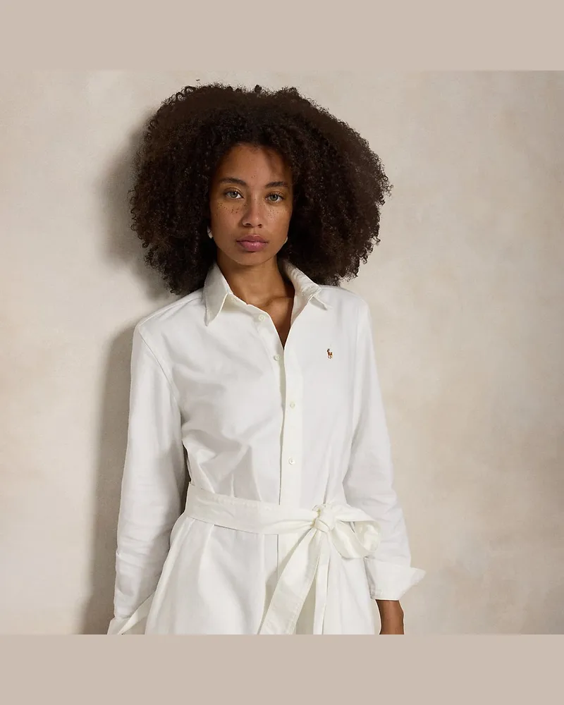 Ralph Lauren Hemdkleid aus Baumwolloxford mit Gürtel White