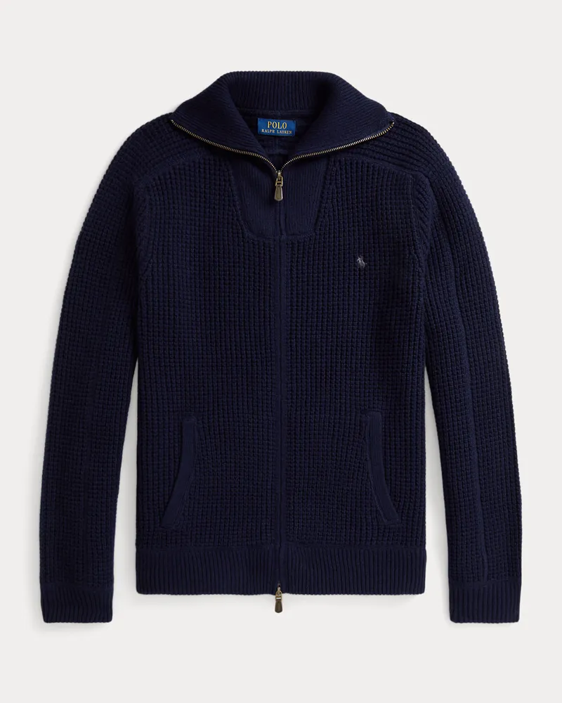 Ralph Lauren Strickjacke aus Waffelpiqué Blue