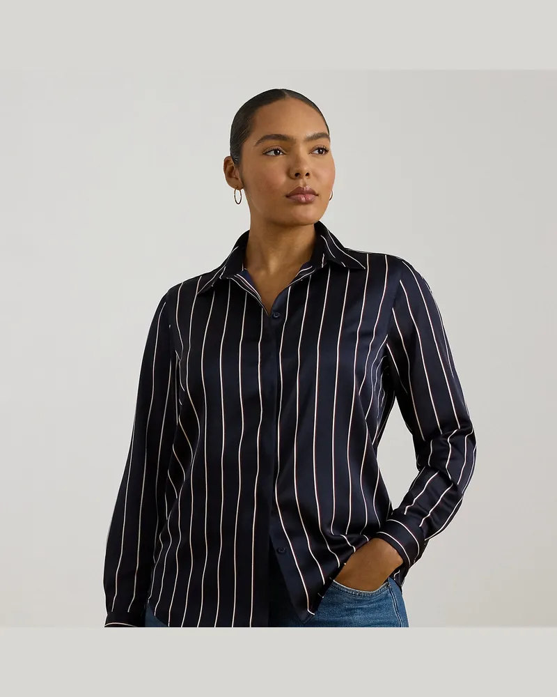 Ralph Lauren Plus Größen - Gestreiftes Classic-Fit Charmeuse-Hemd Multi