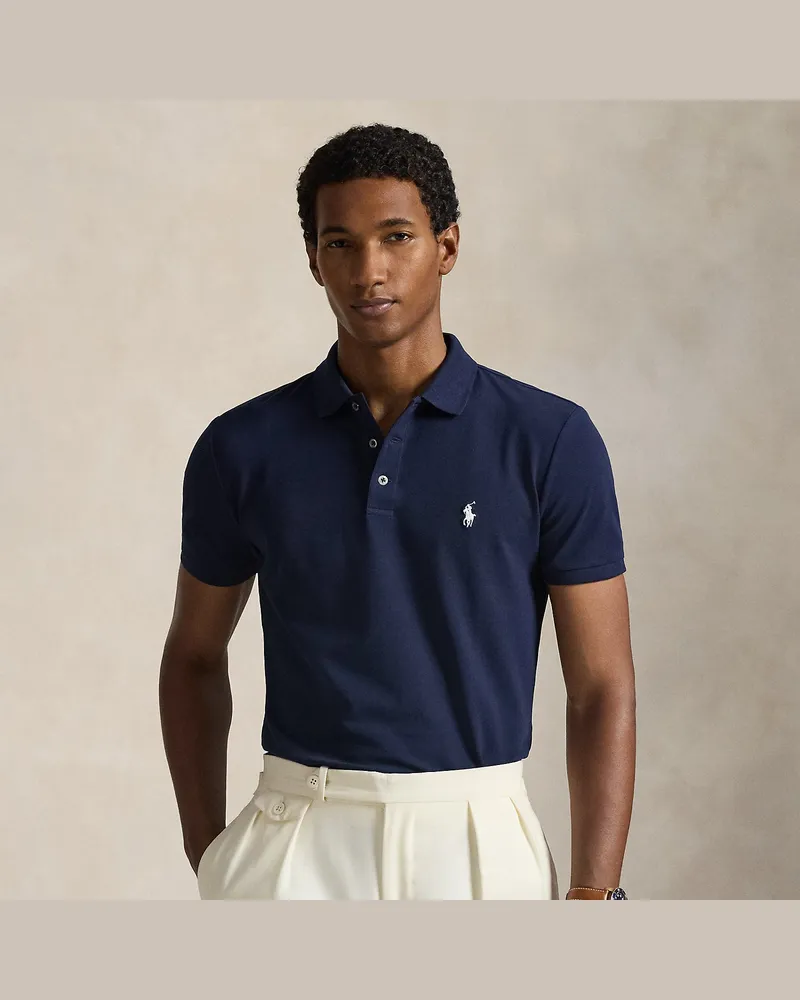 Ralph Lauren Custom-Slim-Fit Piqué-Poloshirt Blue