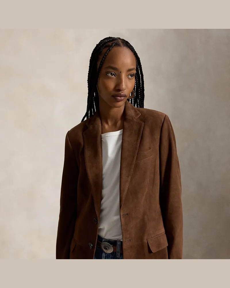 Ralph Lauren Einreihiger Blazer aus Wildleder Brown