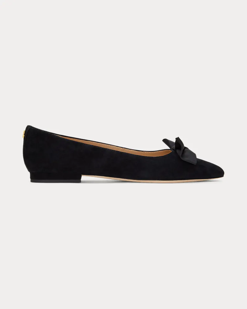 Ralph Lauren Wildleder-Ballerina Londyn mit Schleife Black