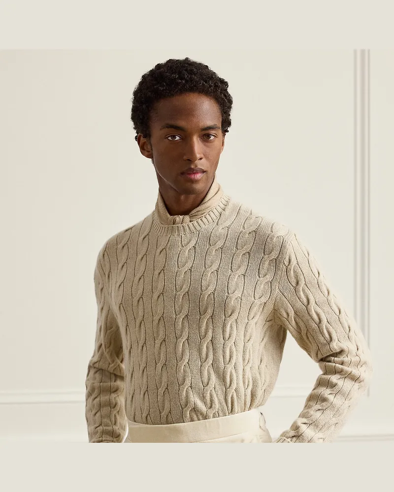 Ralph Lauren Kaschmirpullover mit Zopfmuster Gold