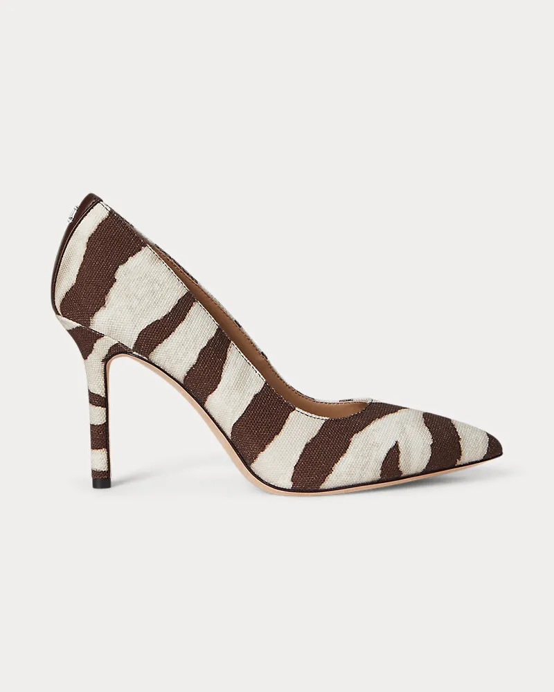 Ralph Lauren Gemusterter Segeltuch-Pumps Lindella II Brown