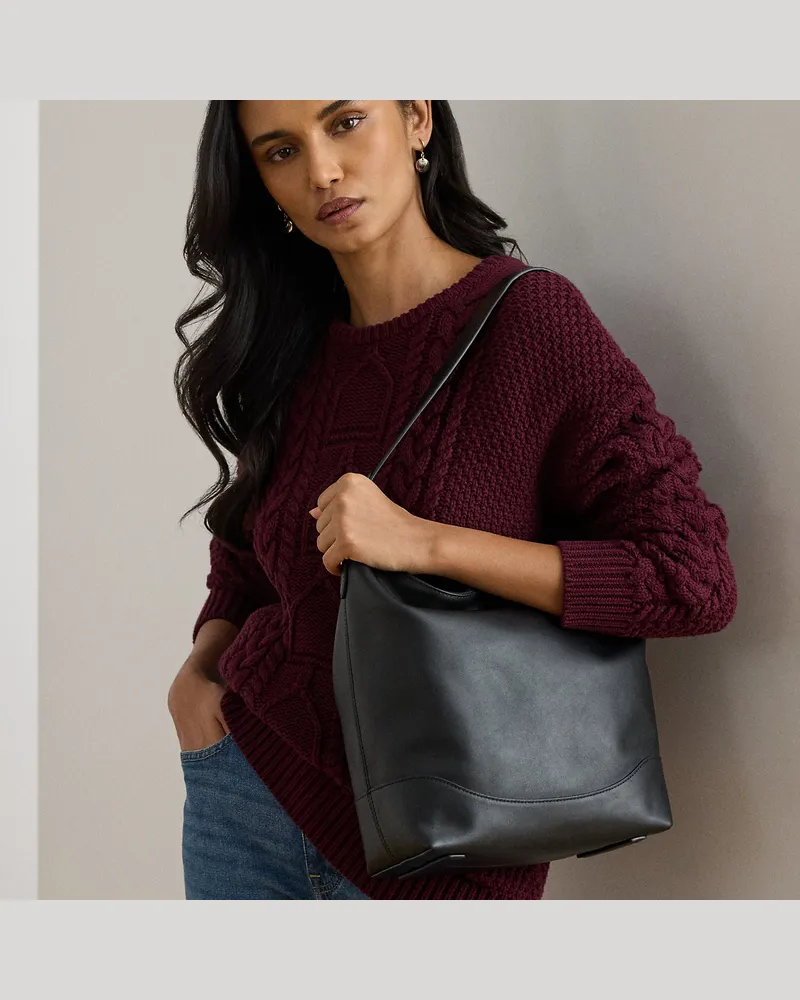 Ralph Lauren Große Leder-Beuteltasche Tasha Black