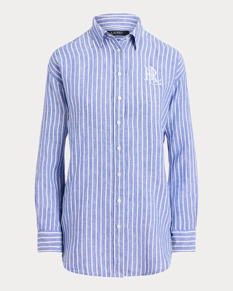 Ralph Lauren Oversize-Fit Leinenhemd mit Streifen Blue