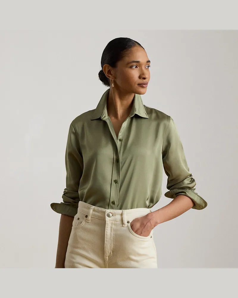 Ralph Lauren Classic-Fit Hemd aus Satin-Charmeuse Green