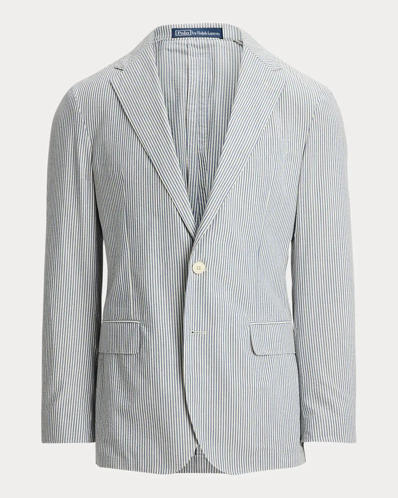 Ralph Lauren Tailored-Fit Seersucker-Jacke Polo Soft Blue