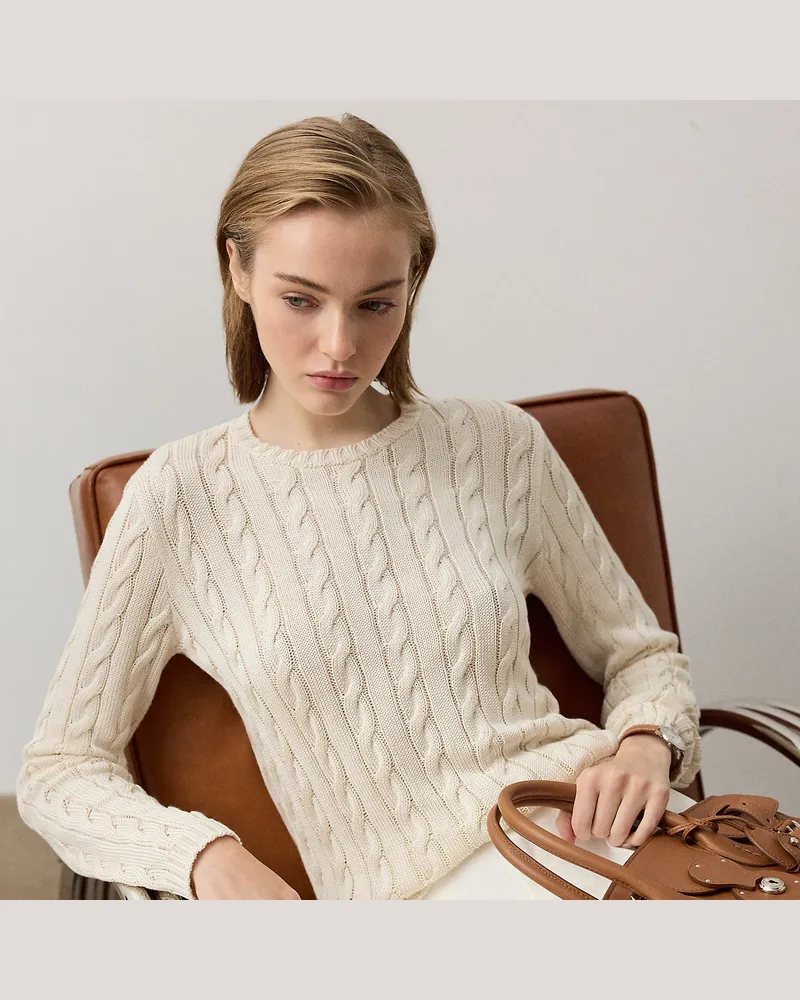 Ralph Lauren Zopfmuster-Pullover aus Seidenmischung Cream