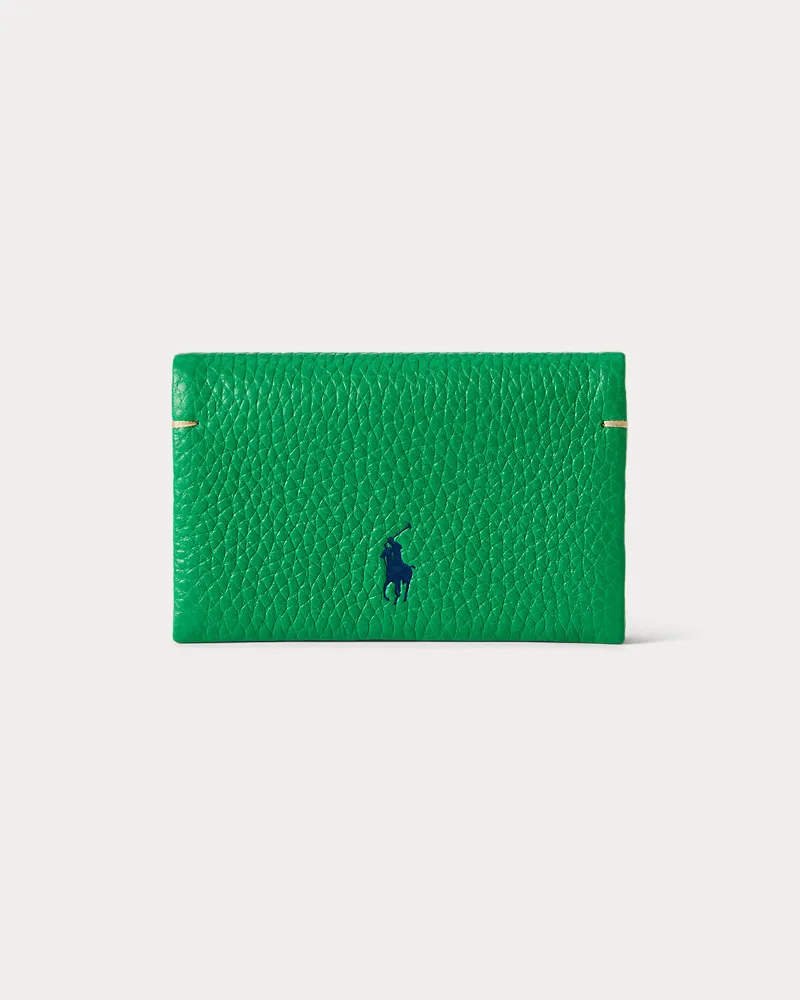 Ralph Lauren Lederkartenetui Polo Play mit Druckknopf Green