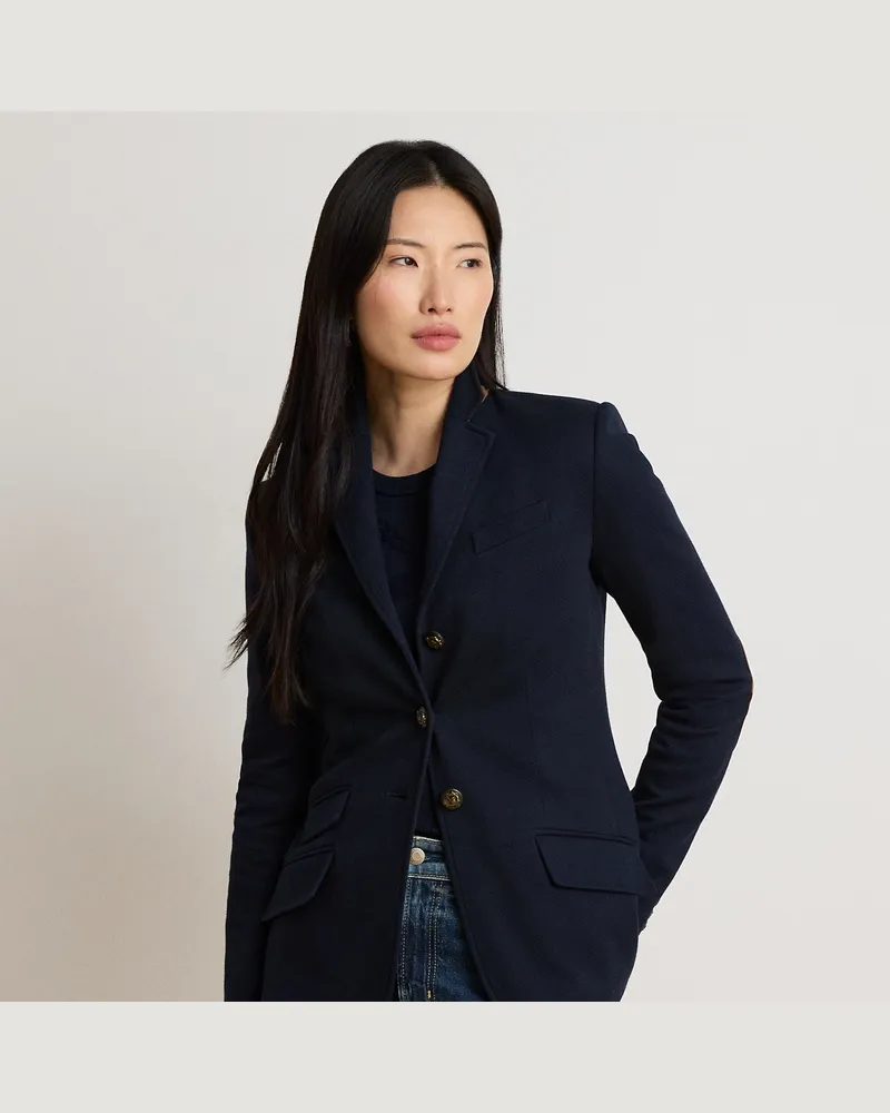 Ralph Lauren Baumwoll-Fischgratblazer aus Jacquard Blue