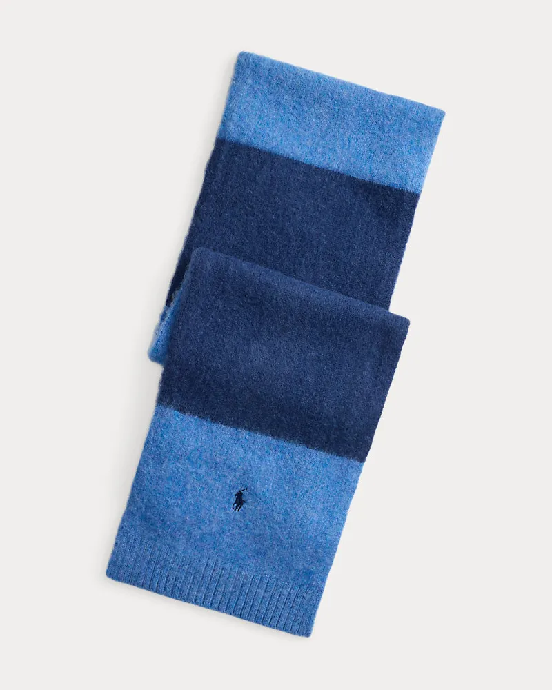 Ralph Lauren Flauschiger Wollschal mit Streifen Blue