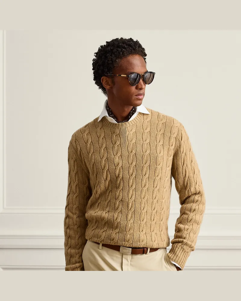 Ralph Lauren Kaschmirpullover mit Zopfmuster Brown