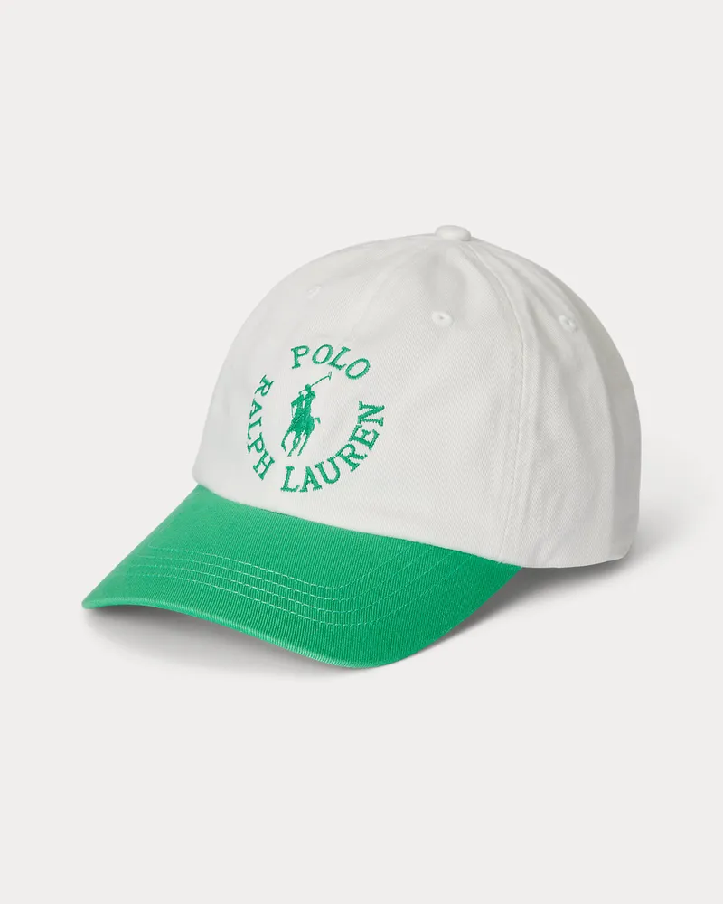 Ralph Lauren Logo-Baseballkappe aus Baumwolltwill White