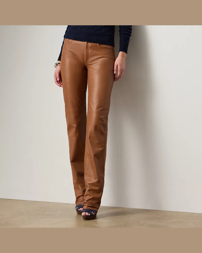 Ralph Lauren Hose Scottie aus Lammleder Brown