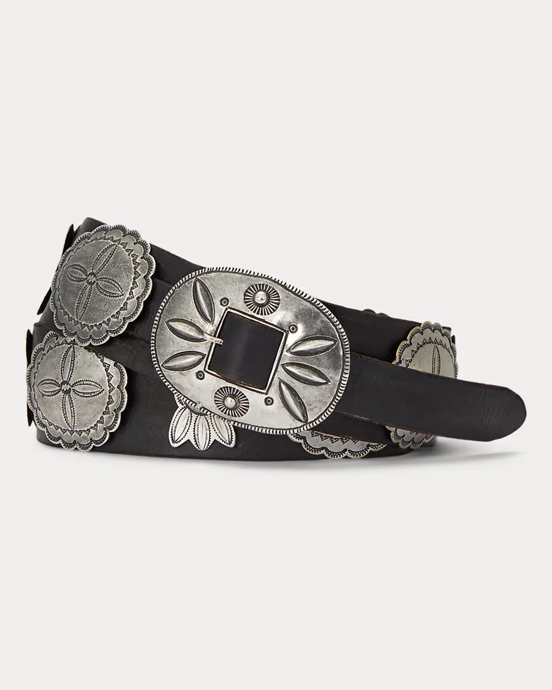 Ralph Lauren Ledergürtel mit Concho-Schnalle Black