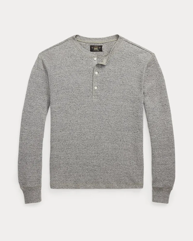 Ralph Lauren Gefärbtes Henley aus Waffelpiqué Grey