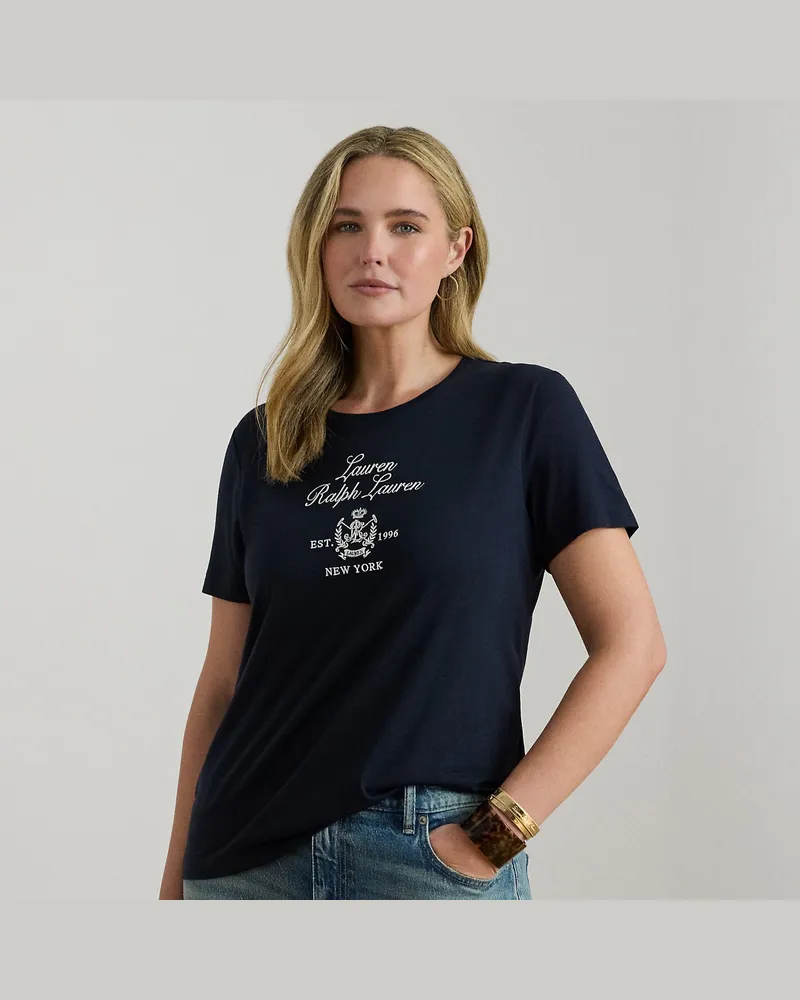 Ralph Lauren Plus Größen - Jersey-T-Shirt mit Wappenstickerei Blue
