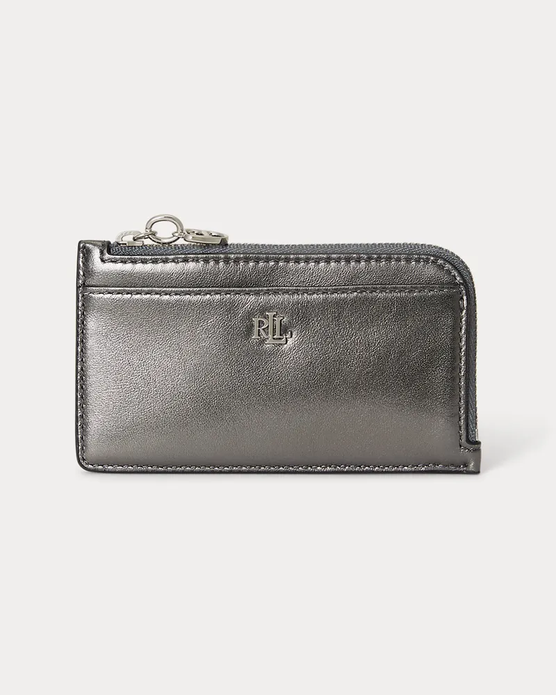 Ralph Lauren Kartenetui aus Metallic-Nappaleder Silver