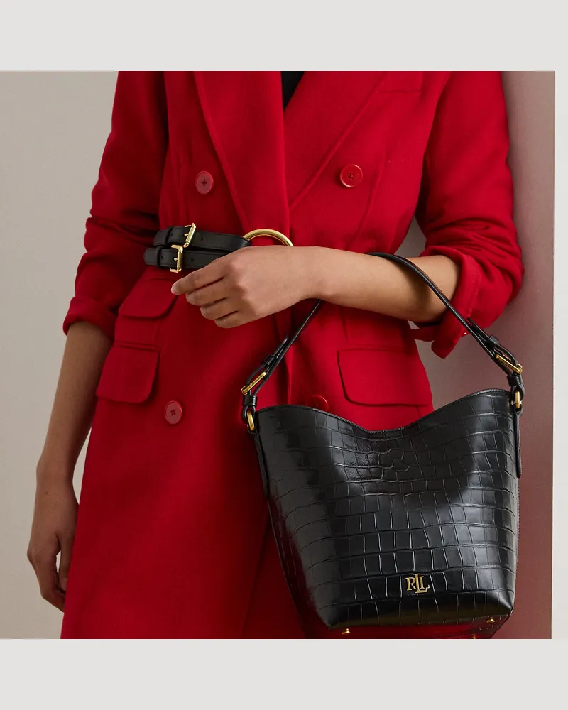 Ralph Lauren Beuteltasche Witley mit Krokodilprägung Black