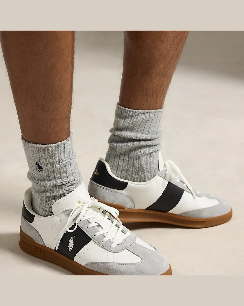 Ralph Lauren Sneaker Aera aus Leder und Wildleder White