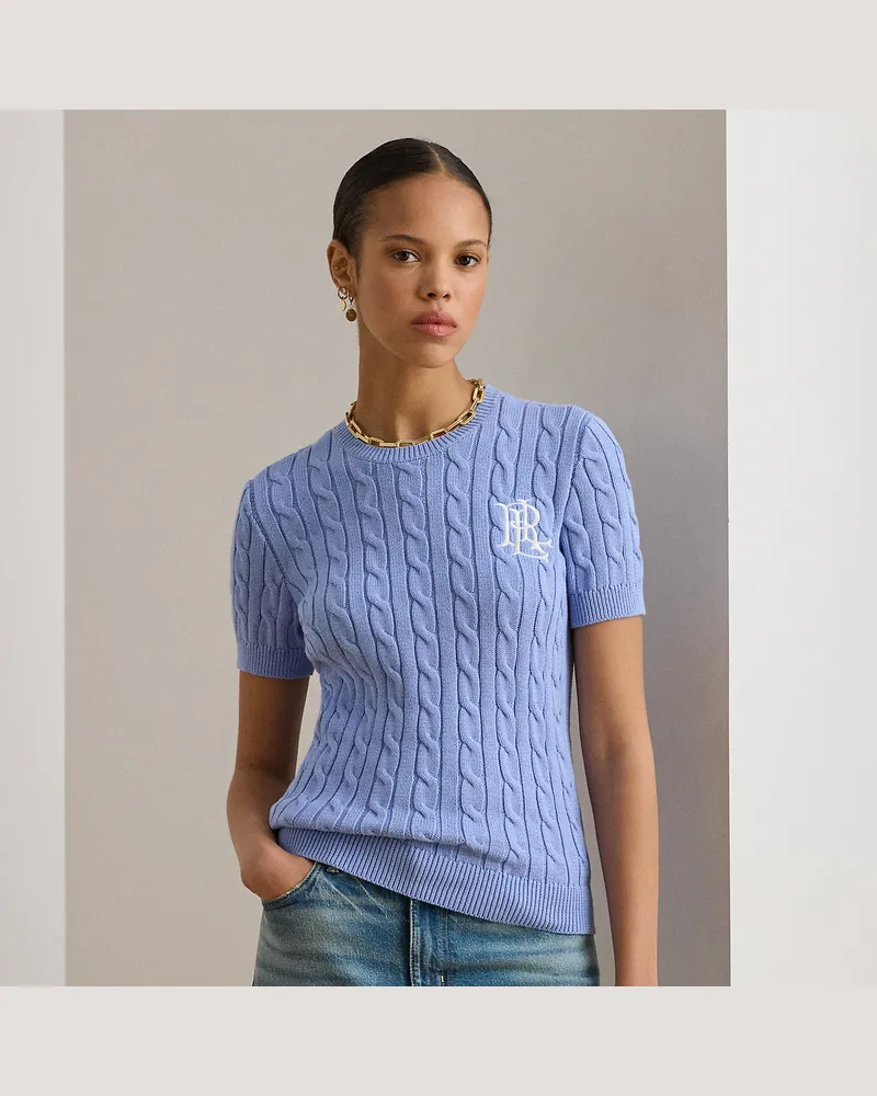 Ralph Lauren Kurzarmpullover mit Zopfmuster Blue