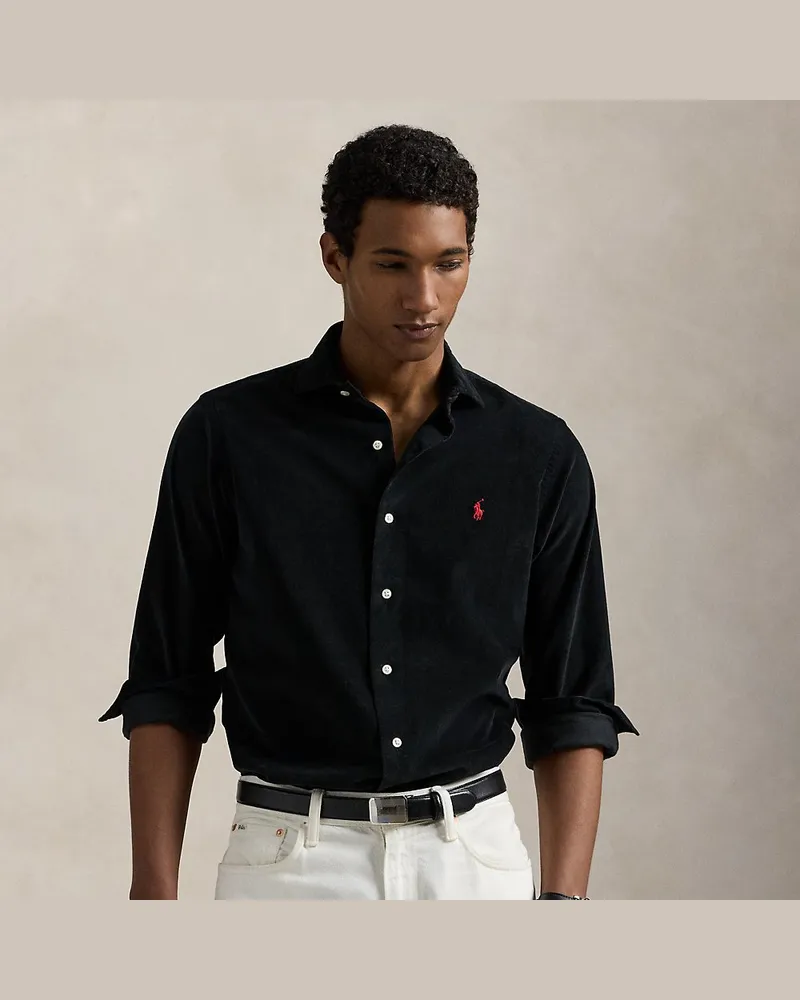 Ralph Lauren Custom-Fit Hemd aus Kordsamt Black