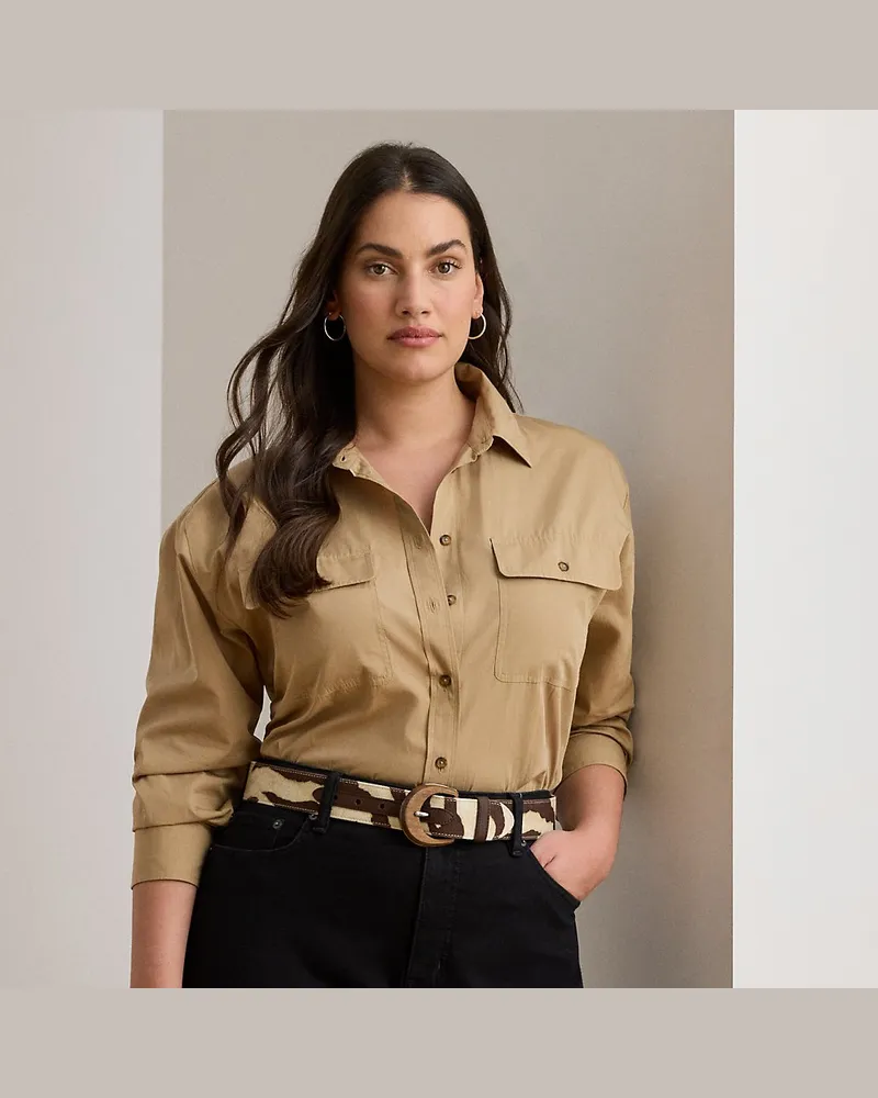 Ralph Lauren Plus Größen - Federleichtes Relaxed-Fit Baumwollhemd Tan