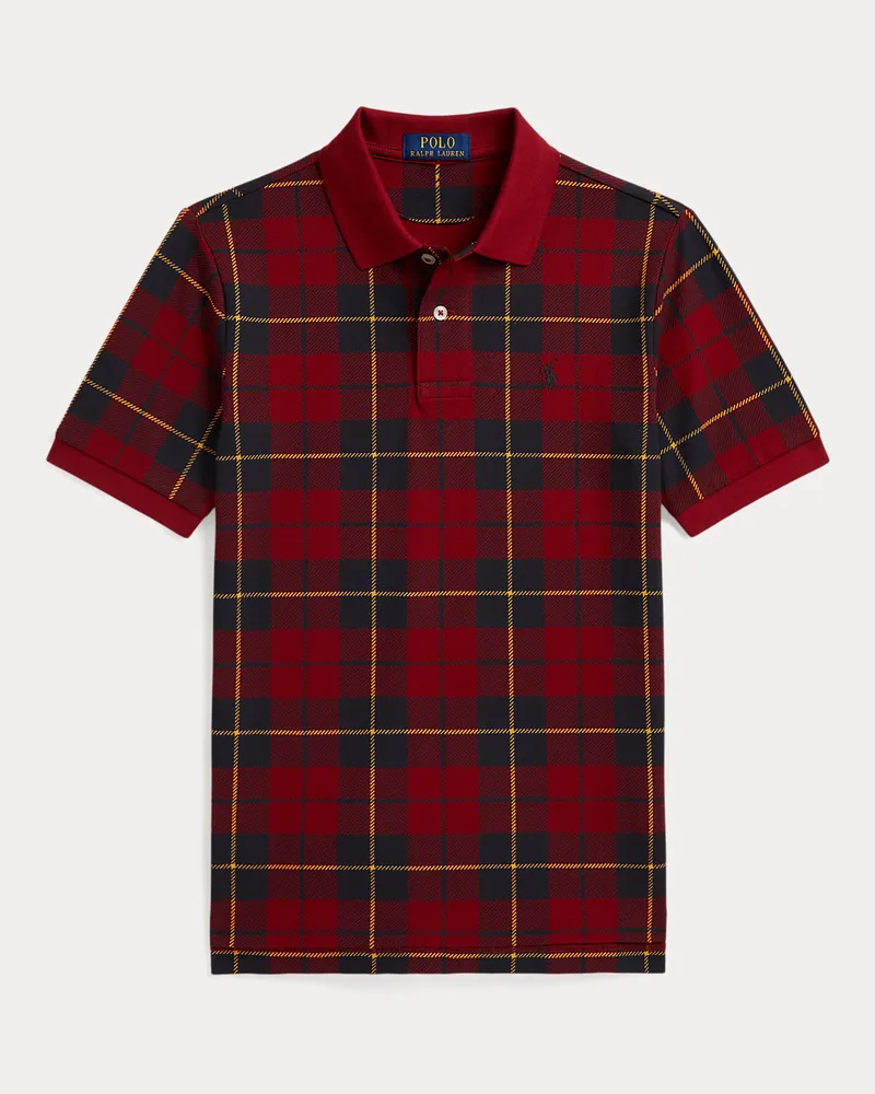 Ralph Lauren Kariertes Poloshirt aus Baumwollpiqué Red