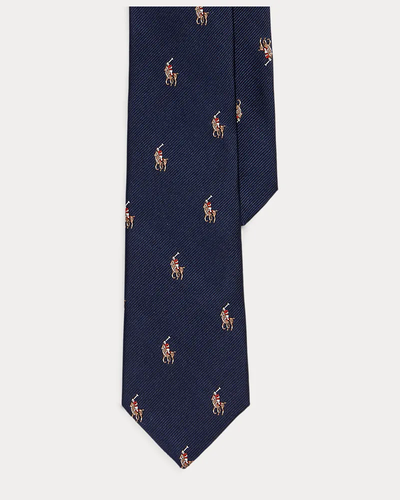 Ralph Lauren Seidenkrawatte mit Polo Pony Blue