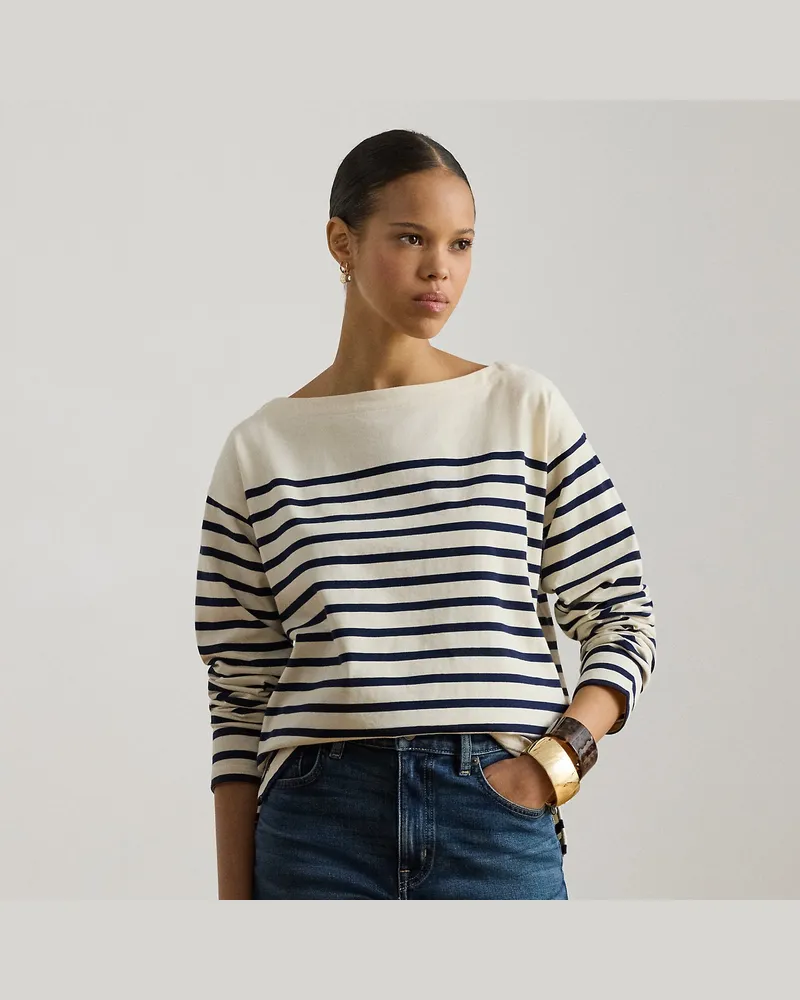 Ralph Lauren Jerseyoberteil mit U-Boot-Ausschnitt Cream
