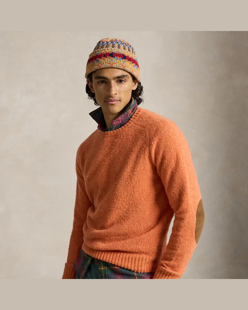 Ralph Lauren Pullover aus Woll-Kaschmir mit Wildleder Orange