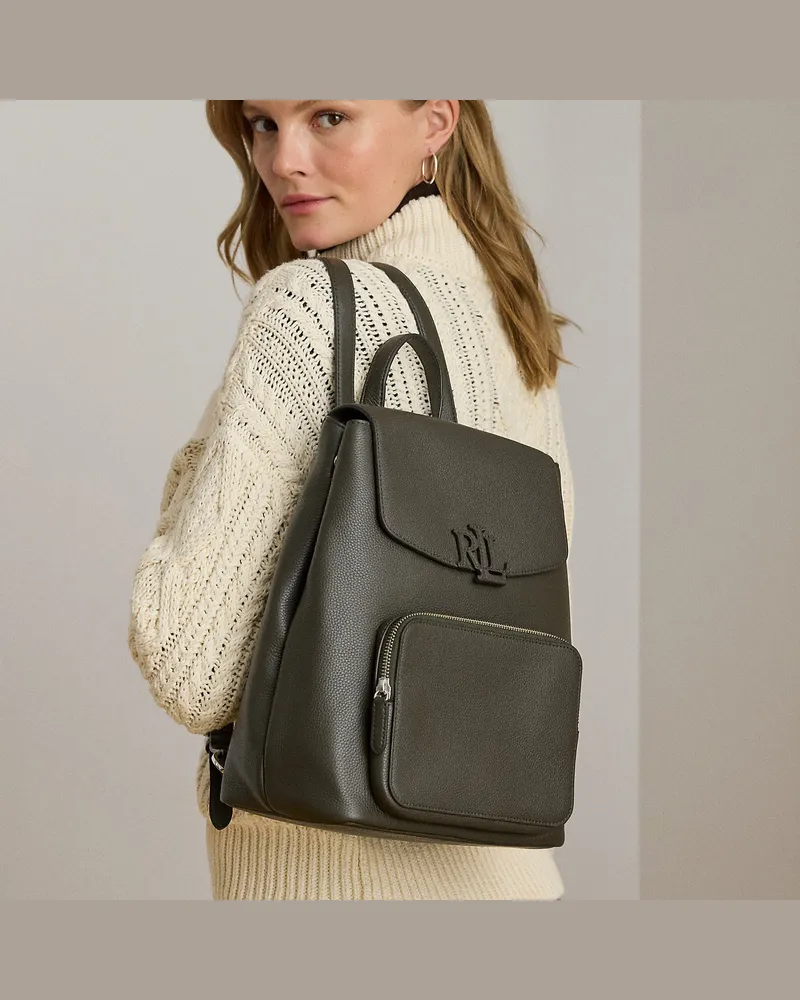 Ralph Lauren Mittelgroßer Narbenlederrucksack Cameryn Green