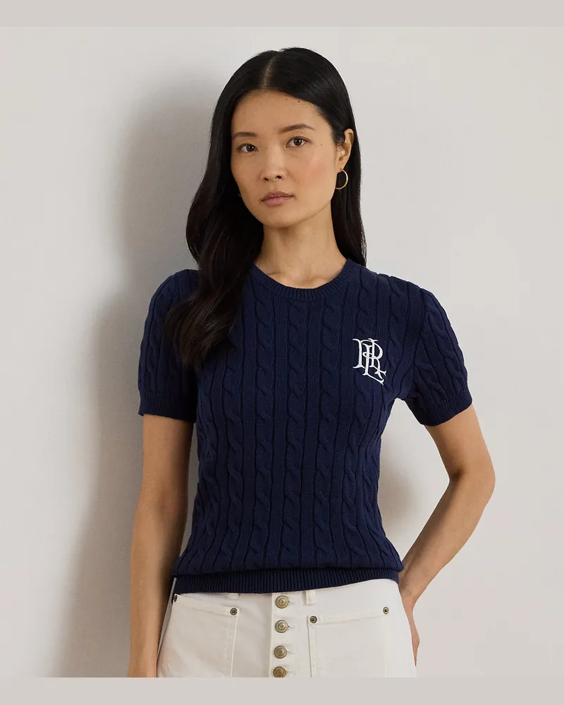 Ralph Lauren Kurzarmpullover mit Zopfmuster Blue