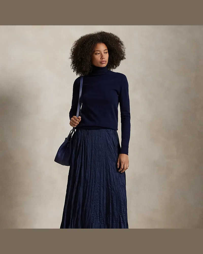 Ralph Lauren A-Linien-Satinrock in Knitteroptik Blue