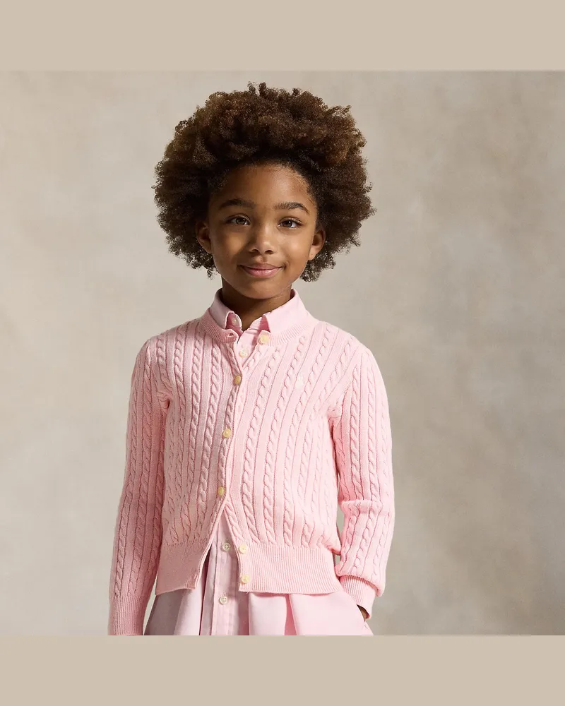 Ralph Lauren Baumwollcardigan mit Zopfmuster Pink