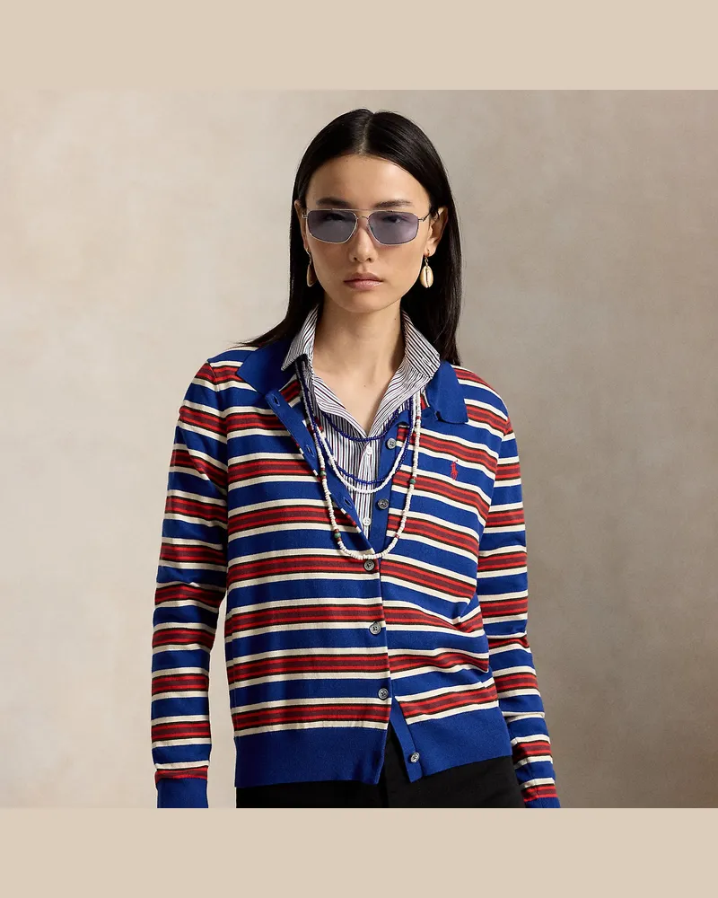 Ralph Lauren Gestreifte Polo-Strickjacke Blue
