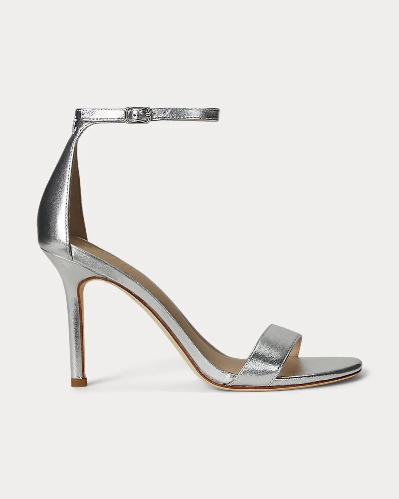 Ralph Lauren Sandale Allie aus Metallic-Nappaleder Silver