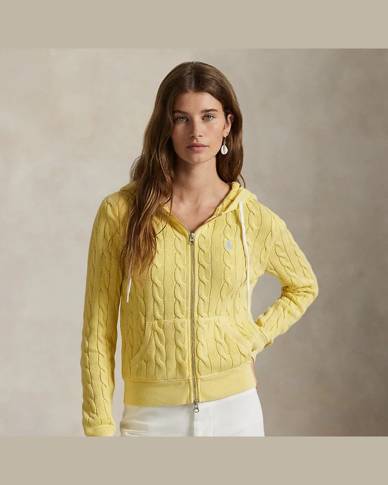 Ralph Lauren Baumwoll-Kapuzenjacke mit Zopfmuster Yellow