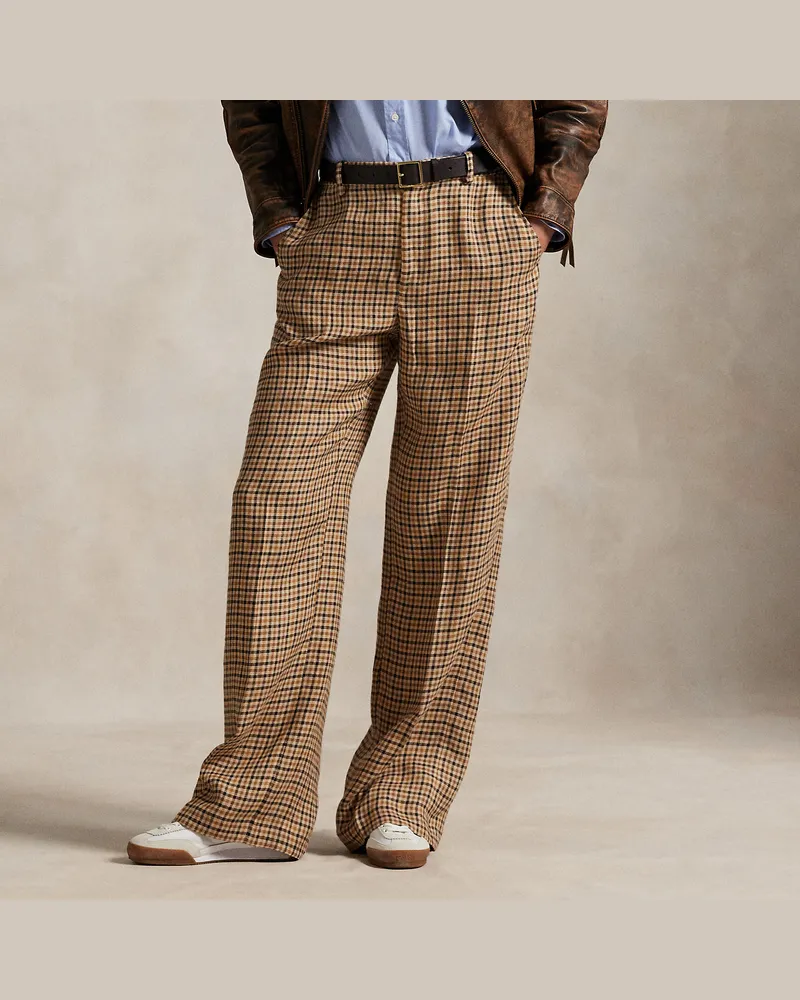 Ralph Lauren Karierte Hose mit weitem Bein Brown