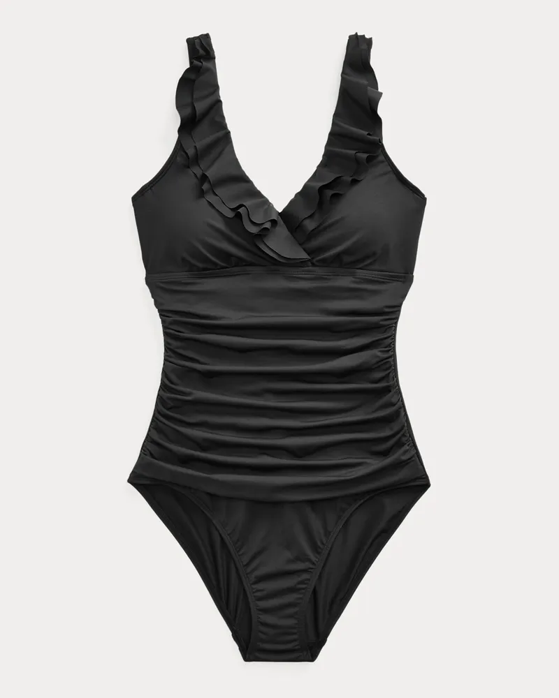 Ralph Lauren Badeanzug mit Rüschenbesatz Black